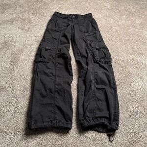 GARAGE CHARCOAL SUN FADED BUNGEE CABLE CARGO PANTS